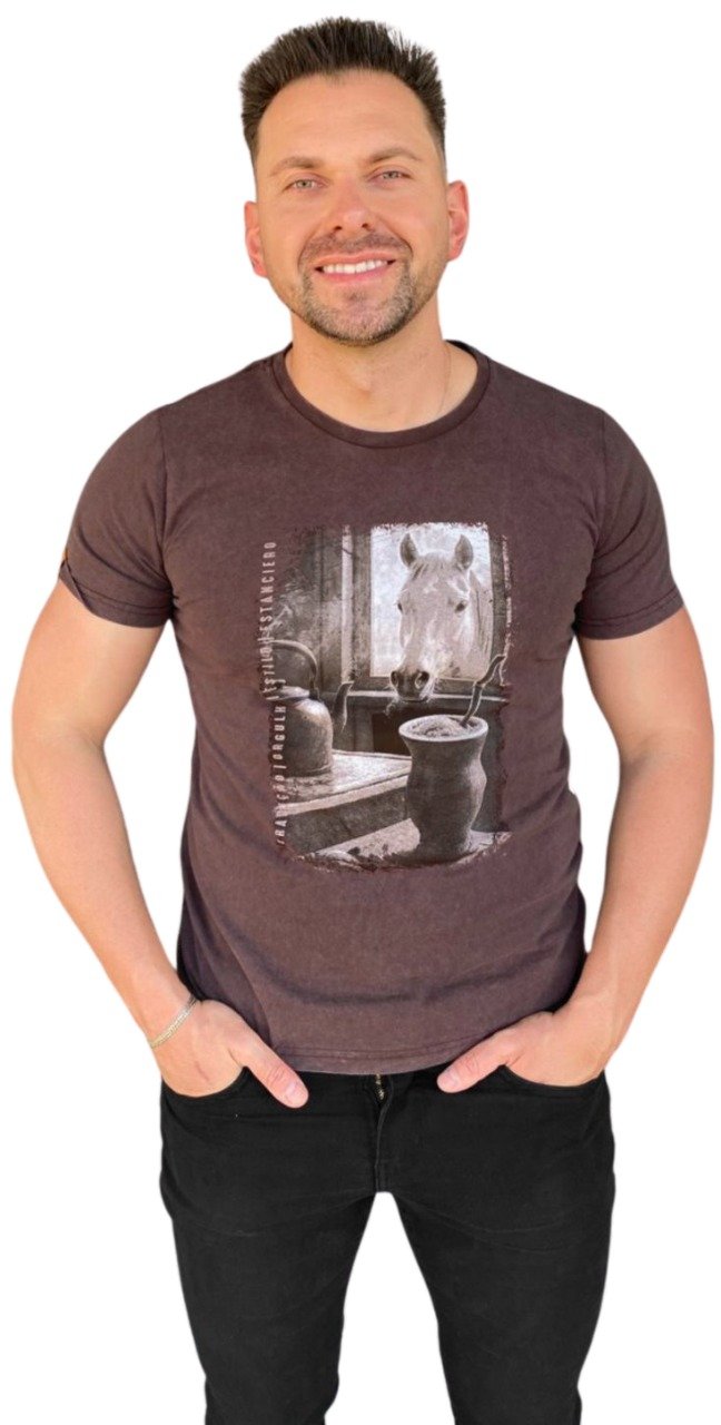 CAMISETA MASCULINA ESTANCIERO FIM DE TARDE NA JANELA