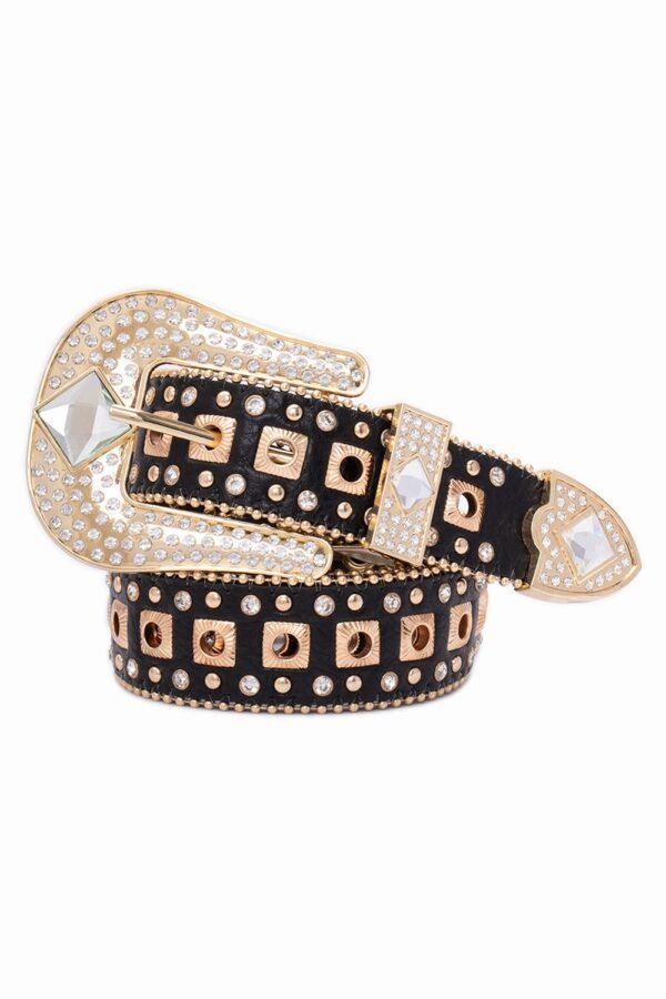 CINTO COUNTRY COM APLIQUES EM ILHÓS E STRASS - PRETO