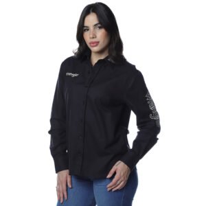 CAMISA LOGO FEMININA SEM BOLSO  - PRETA - WW260