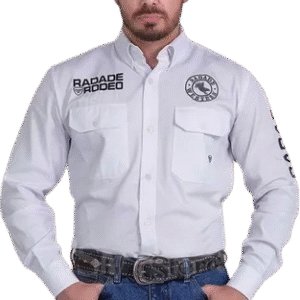 CAMISA RADADE BORDADA NEW WESTERN RODEIO COMPETIÇÃO COWBOY - BRANCA